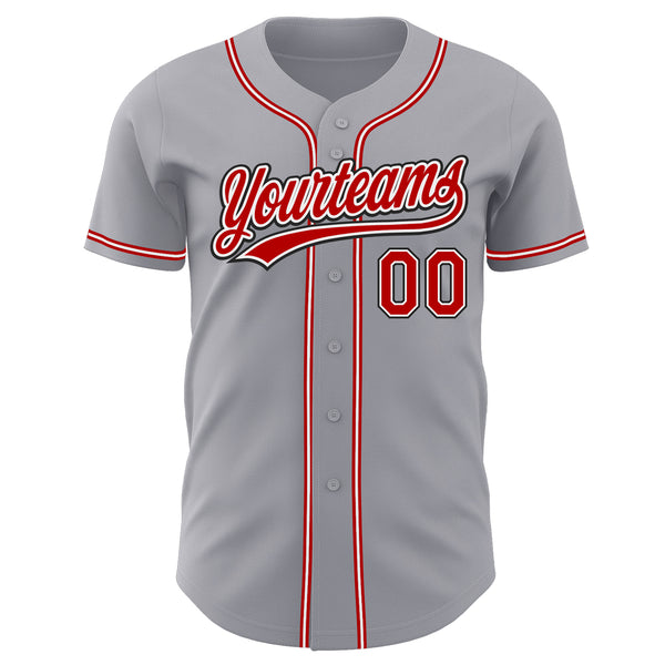 Custom Gray Red-Black Authentic Baseball Jersey