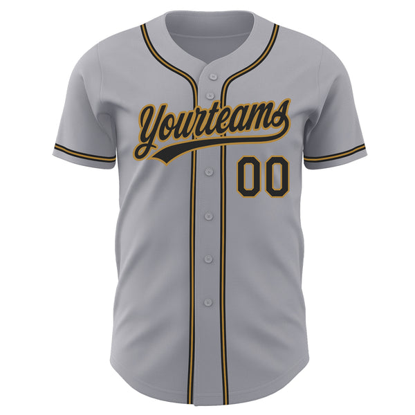 Custom Gray Black-Old Gold Authentic Baseball Jersey