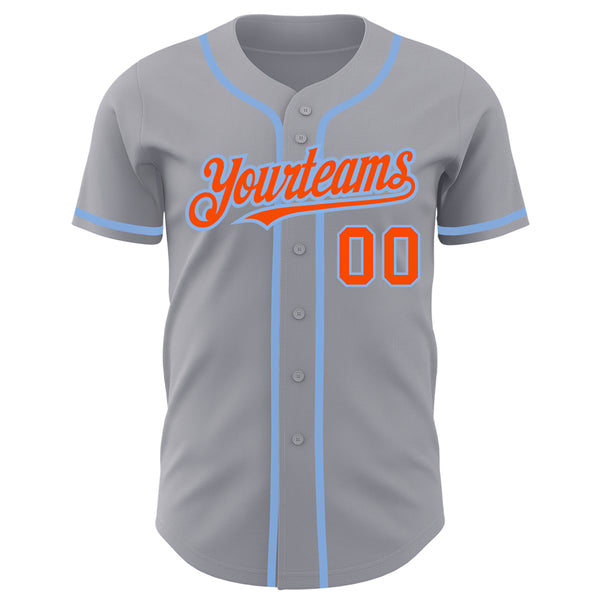 Custom Gray Orange-Light Blue Authentic Baseball Jersey