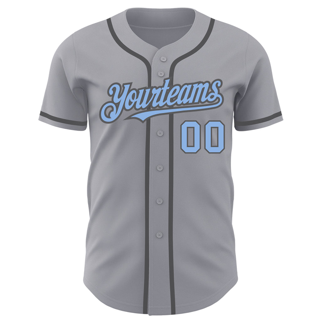 Custom Steel Gray Light Blue Authentic Baseball Jersey Free Shipping – Fiitg