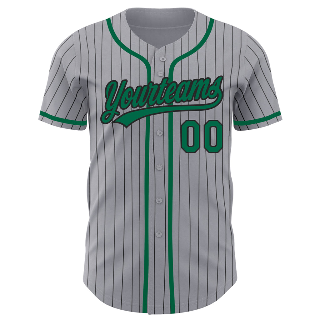 Custom Black Gray Pinstripe White-Gray Authentic Baseball Jersey