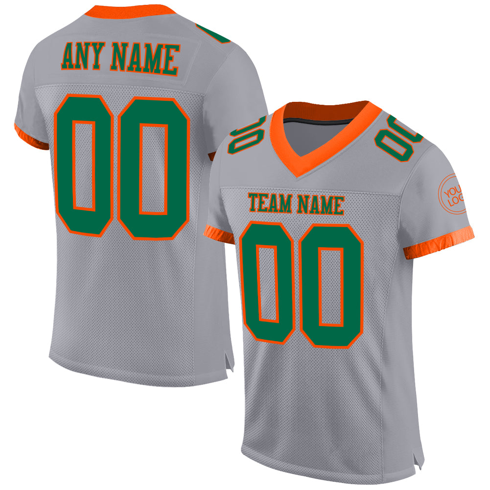 FIITG Custom Football Jersey Kelly Green Orange-White Mesh Authentic