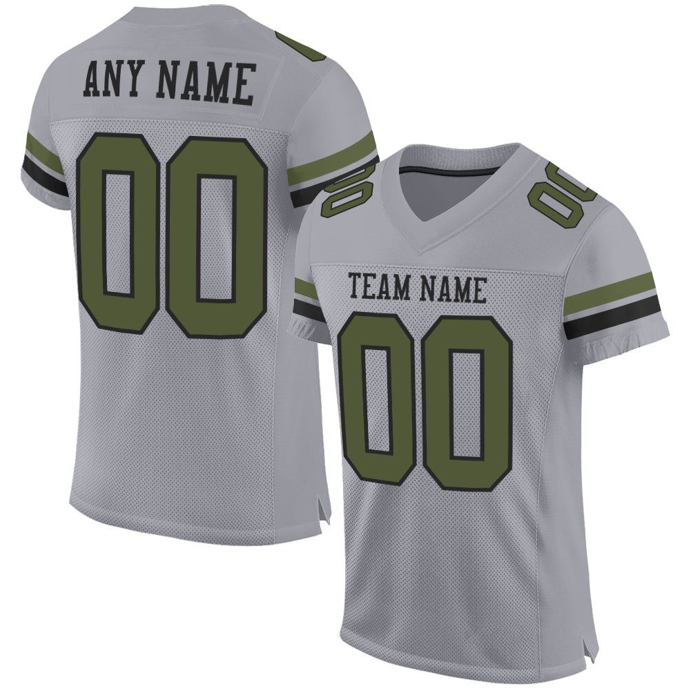 Custom Olive Camo-Black Mesh Authentic Salute To Service Football Jersey