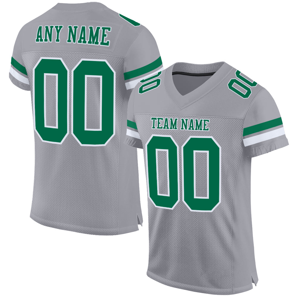 Custom Green Orange-White Mesh Authentic Football Jersey