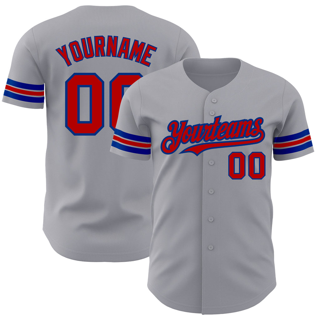 Custom Gray Red-Royal Authentic Baseball Jersey