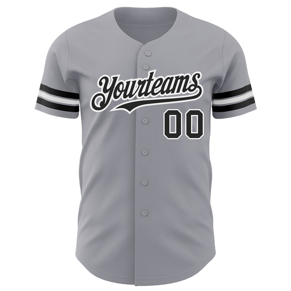 Custom Gray Black-White Authentic Baseball Jersey