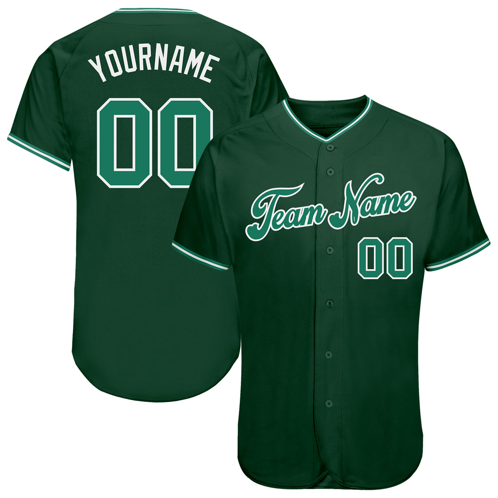 Custom Green Kelly Green-White Authentic Baseball Jersey