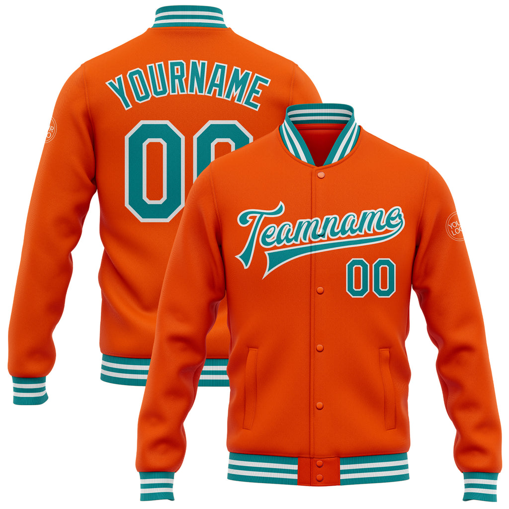 Custom Varsity Letterman Jacket Gray Teal-White Bomber Full-Snap Women's Size:S