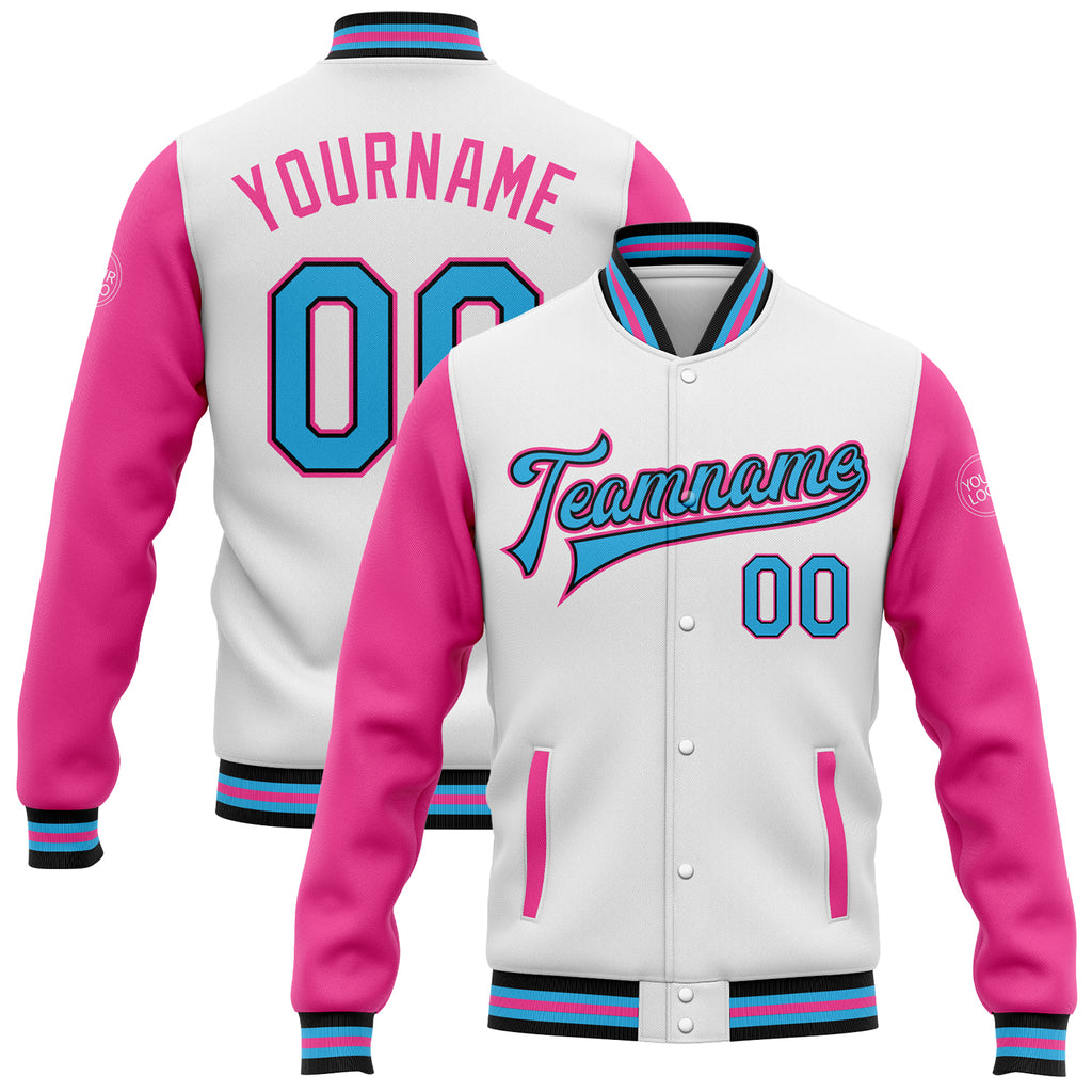 custom Pink baseball varsity /Leather Varsity jacket/New Varsity Letterman Baseball  Jacket