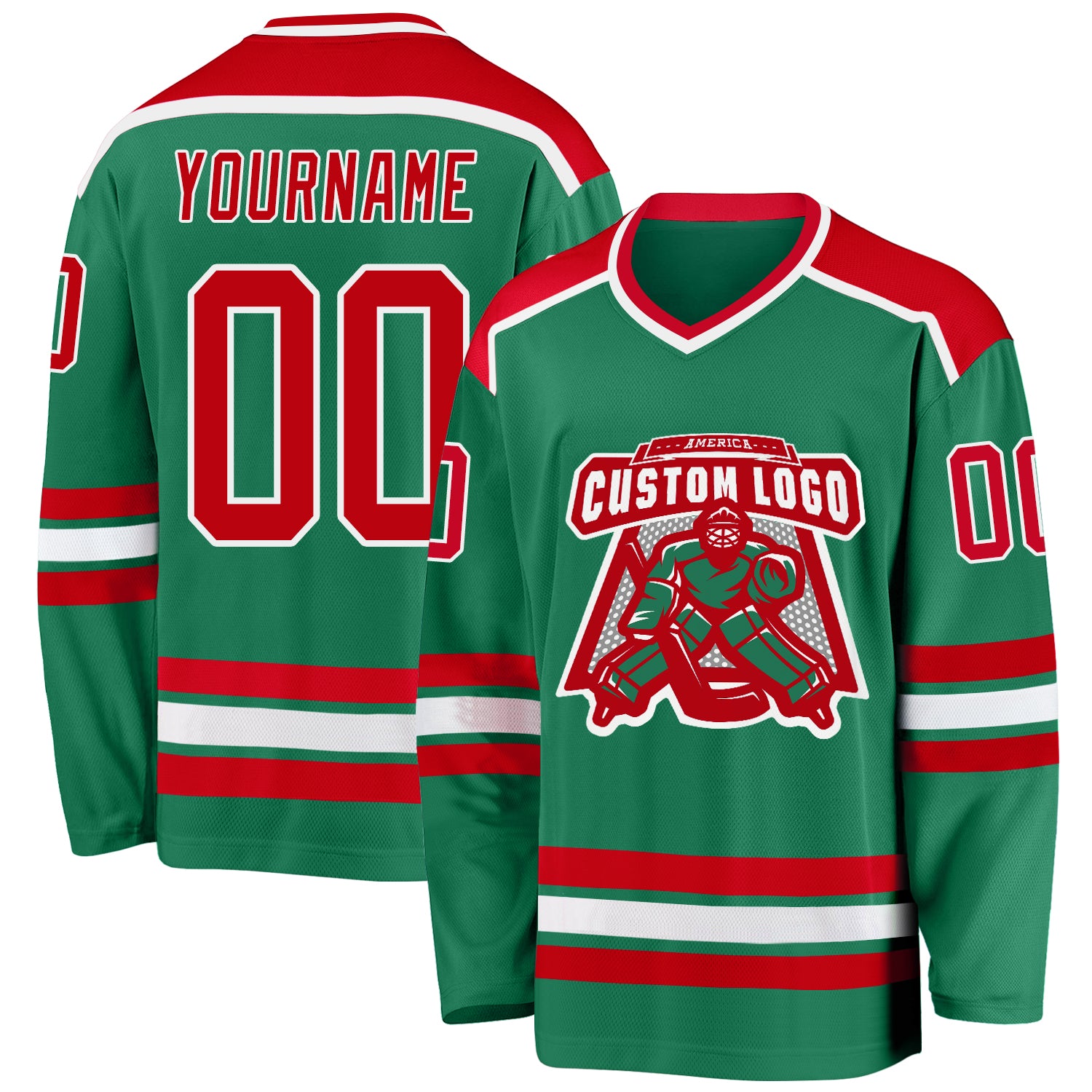 Cheap Custom Cream Kelly Green-Red Hockey Jersey Free Shipping