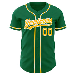 Custom Team White Baseball Authentic Green Jersey Gold