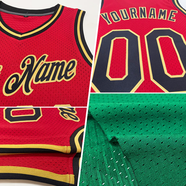 Custom Kelly Green White-Black Authentic Throwback Basketball Jersey