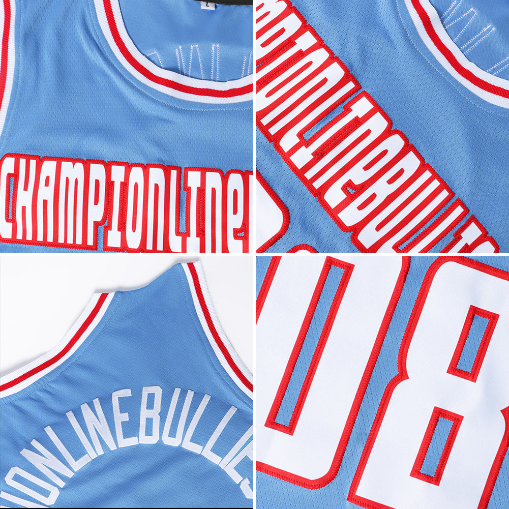 FIITG Custom Basketball Jersey White Light Blue-Pink Authentic Throwback