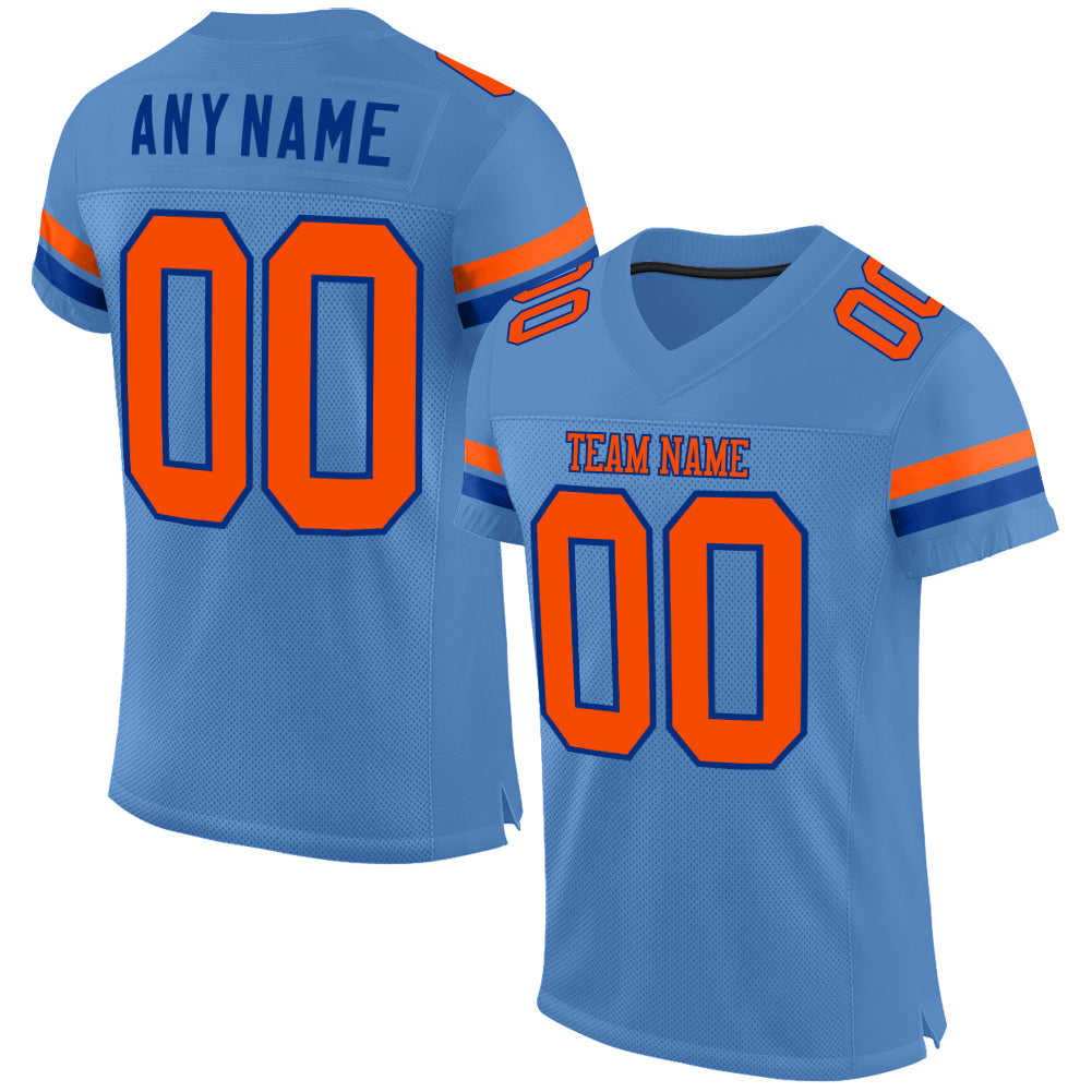 Custom Navy Orange-White Mesh Authentic Football Jersey – Fiitg