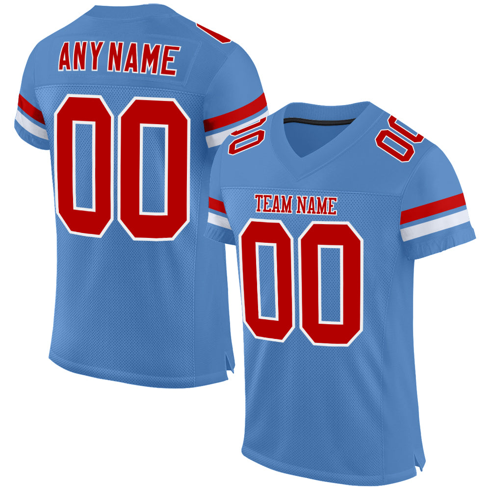 FIITG Custom Football Jersey Light Blue Red-White Mesh Authentic