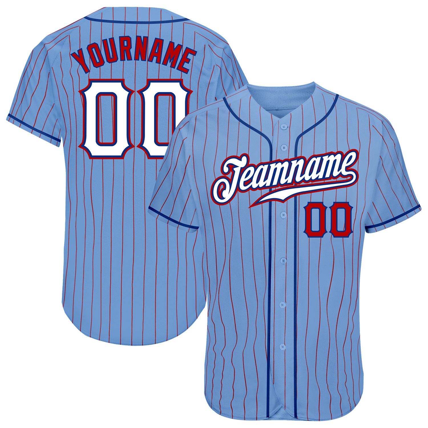 Custom Light Blue White Pinstripe Navy Authentic Baseball Jersey – Fiitg