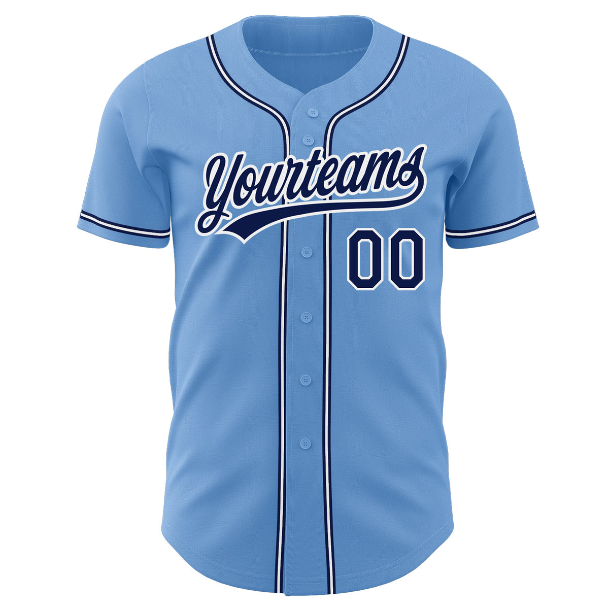 Custom Light Blue Navy-White Authentic Baseball Jersey Free Shipping ...