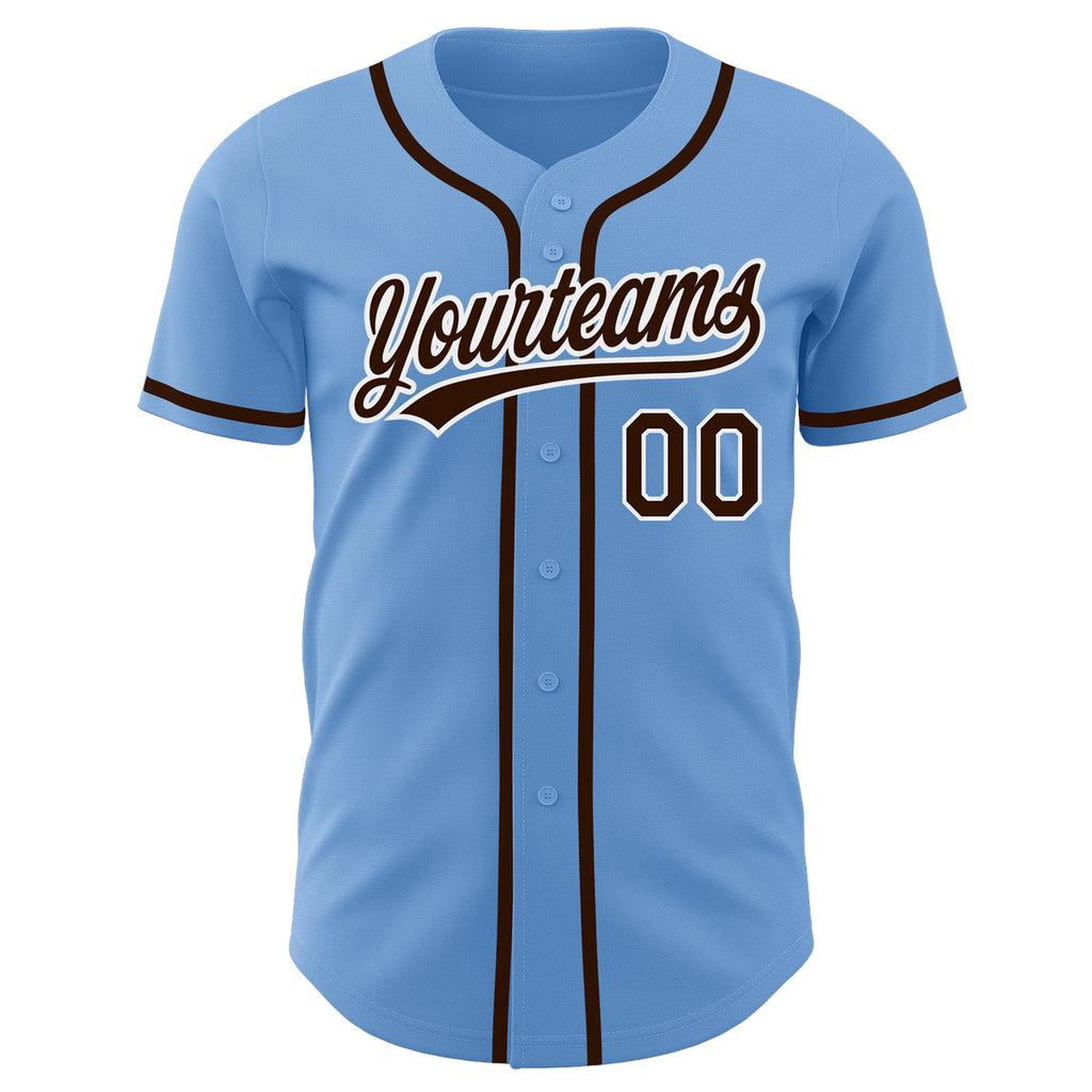 Cheap Custom White Light Blue Authentic Baseball Jersey Free