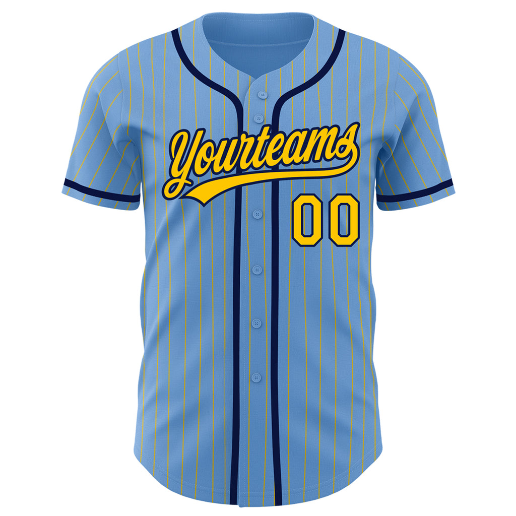 Custom Light Blue White Pinstripe White Authentic Baseball Jersey