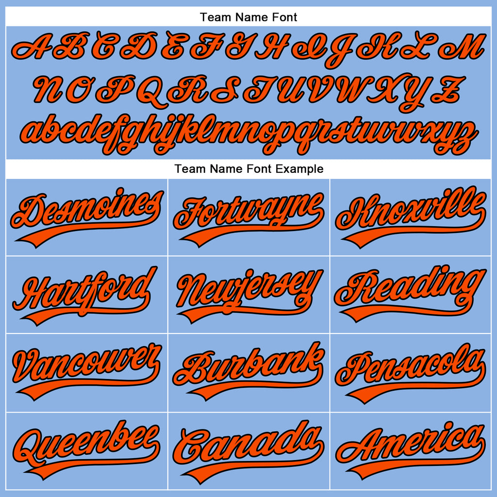 Cheap Custom Light Blue Orange Pinstripe Black Authentic Baseball