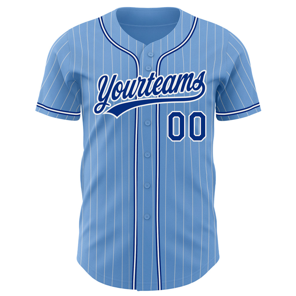 Custom Light Blue White Pinstripe Royal-White Authentic Baseball Jersey  Fast Shipping – FiitgCustom