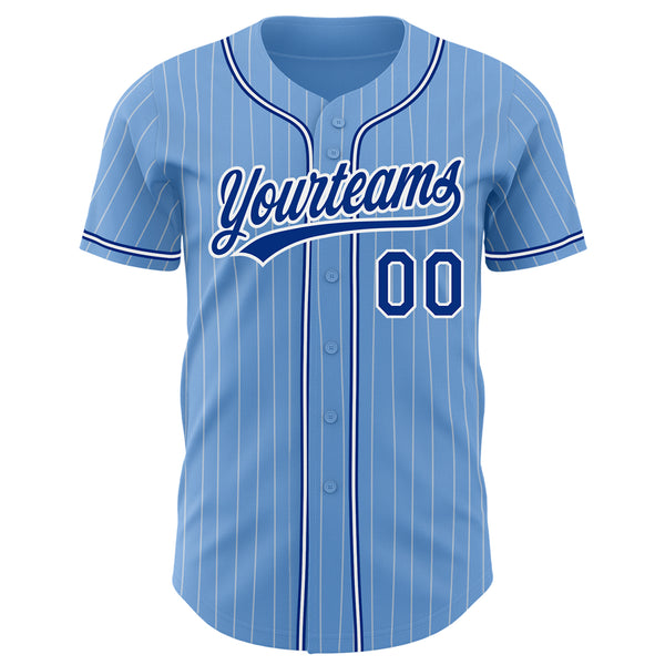 Custom Light Blue White Pinstripe Royal Authentic Baseball Jersey