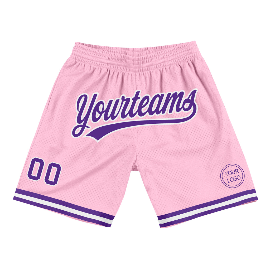 Custom Light Pink White-Purple Authentic Throwback Basketball Jersey  Discount