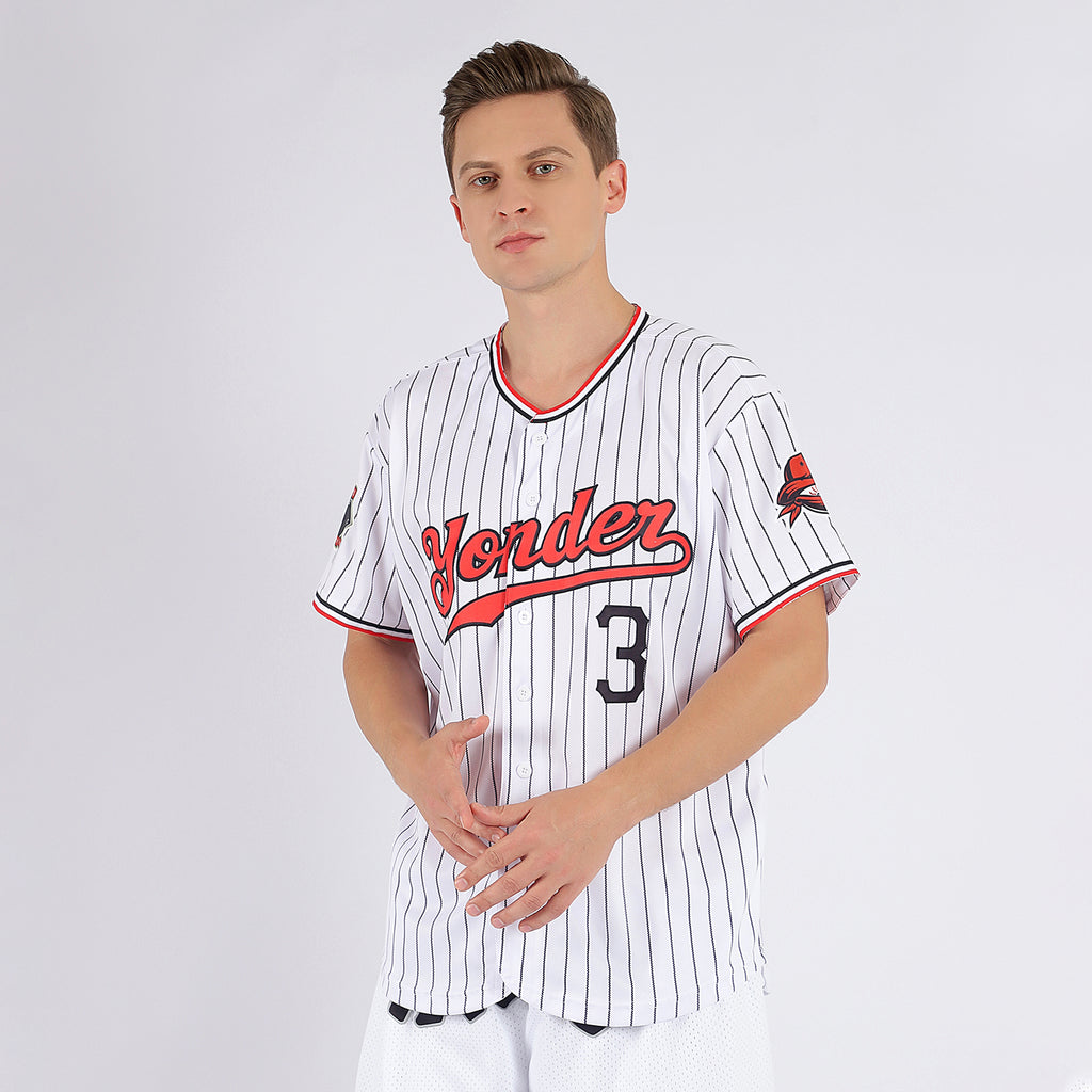 Custom White Black Pinstripe Red-Black Authentic American Flag Fashion  Baseball Jersey - Personalized Name, Number, Team