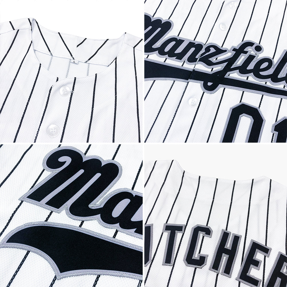 Creat Baseball Authentic White Black Strip Black Throwback Gray Jersey –  FiitgCustom