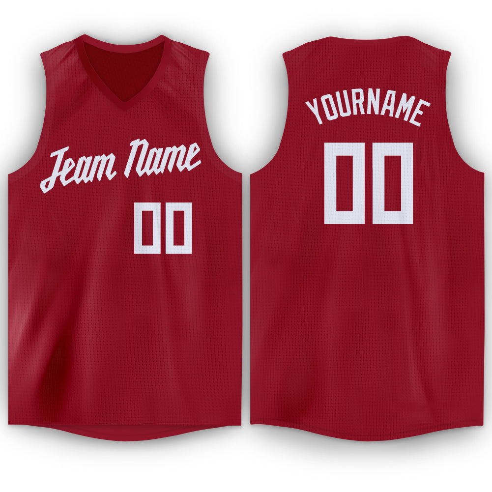 Custom Maroon White V-Neck Basketball Jersey , Choose Your Own Custom ...