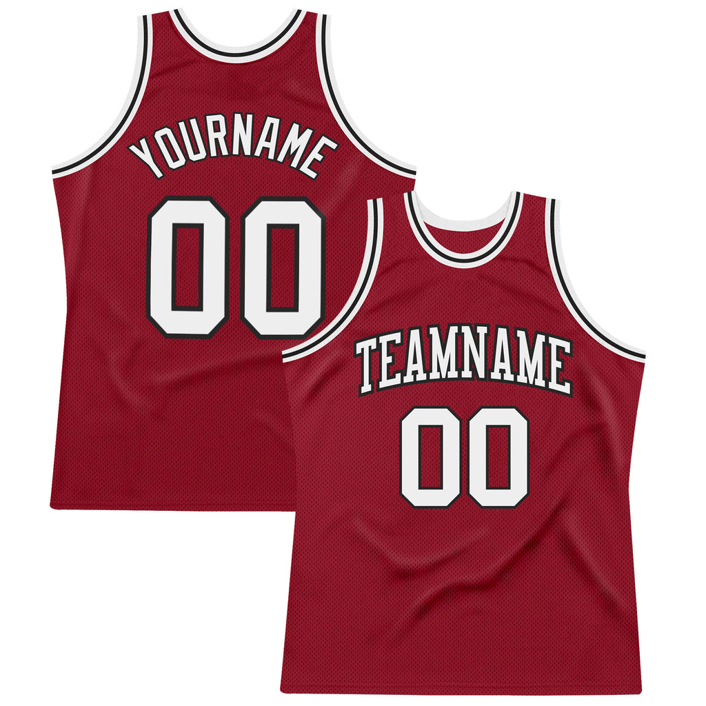 Custom Maroon White-Black Authentic Throwback Basketball Jersey