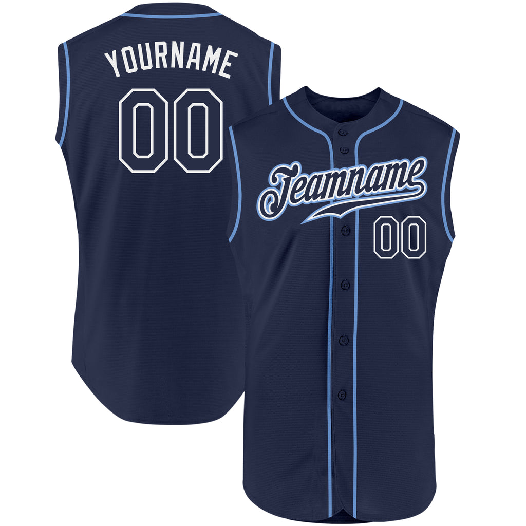 Custom Navy Navy-White Authentic Sleeveless Baseball Jersey