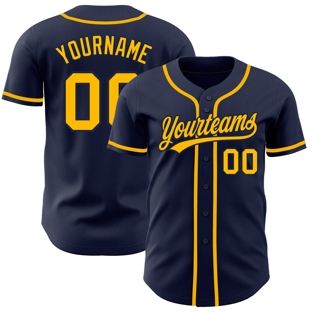 Custom Navy Gold Authentic Baseball Jersey