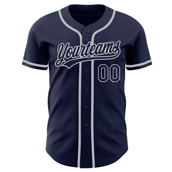 Custom Navy Navy-Gray Authentic Baseball Jersey