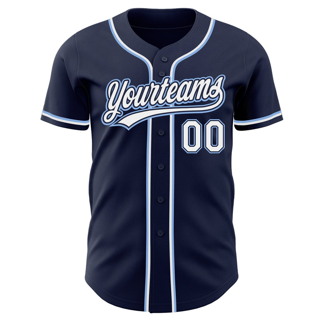 Cheap Custom Light Blue White-Navy Authentic Two Tone Baseball