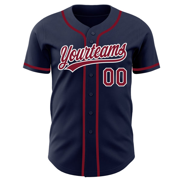 Custom Navy Crimson-White Authentic Baseball Jersey