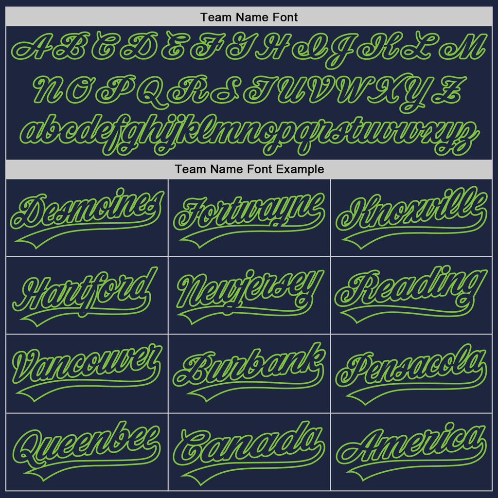 Custom Baseball Jersey Navy navy-neon Green Authentic Women's Size:L