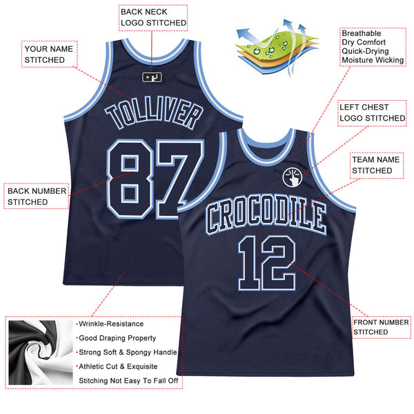 Custom Navy Navy-Light Blue Authentic Throwback Basketball Jersey