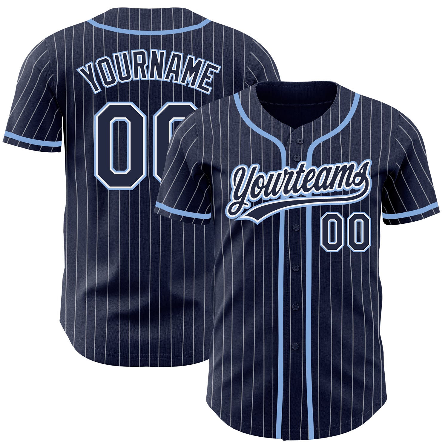 Custom Light Blue White Pinstripe Navy Authentic Baseball Jersey – Fiitg