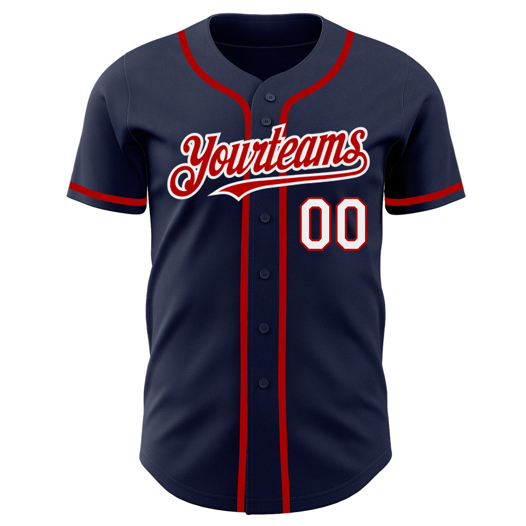 Custom Baseball Jersey Red White-Navy Authentic Two Tone