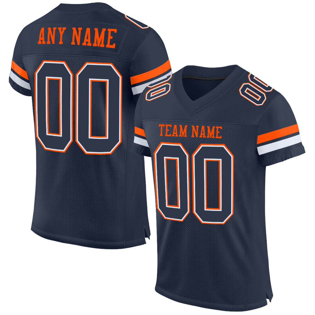 Custom Neon Green Navy-White Mesh Authentic Football Jersey – Fiitg