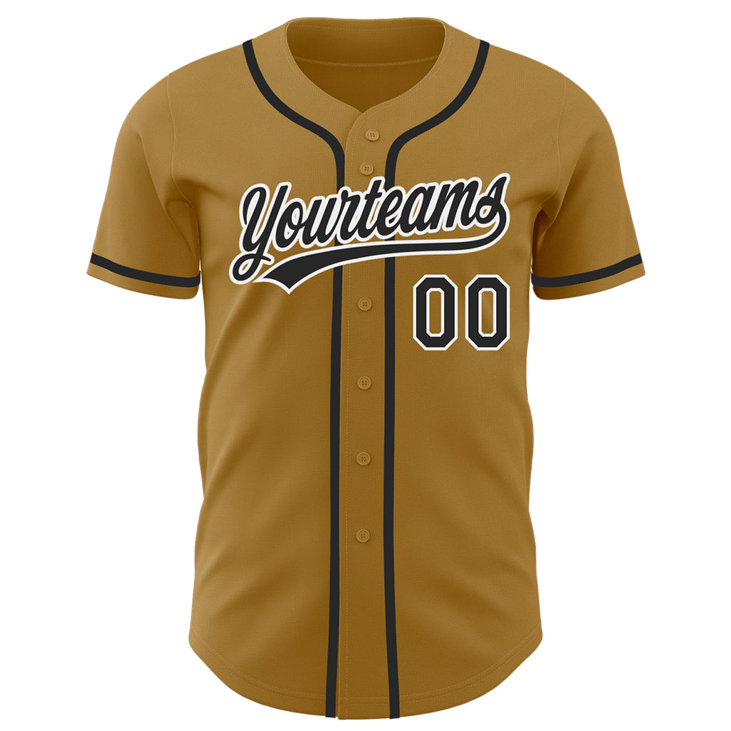 Custom Old Gold Black-White Authentic Baseball Jersey