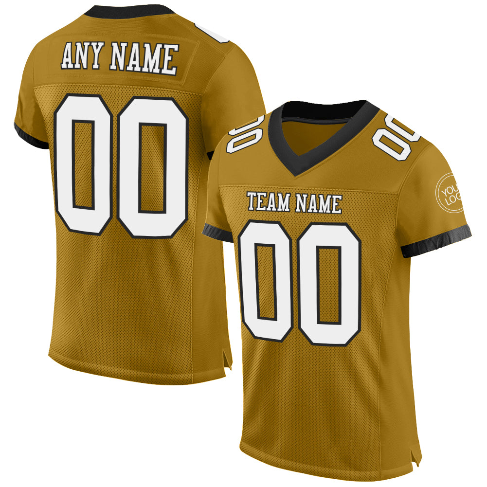 Custom Old Gold White-Black Mesh Authentic Football Jersey Football  Authentic Mesh – CustomJerseysPro