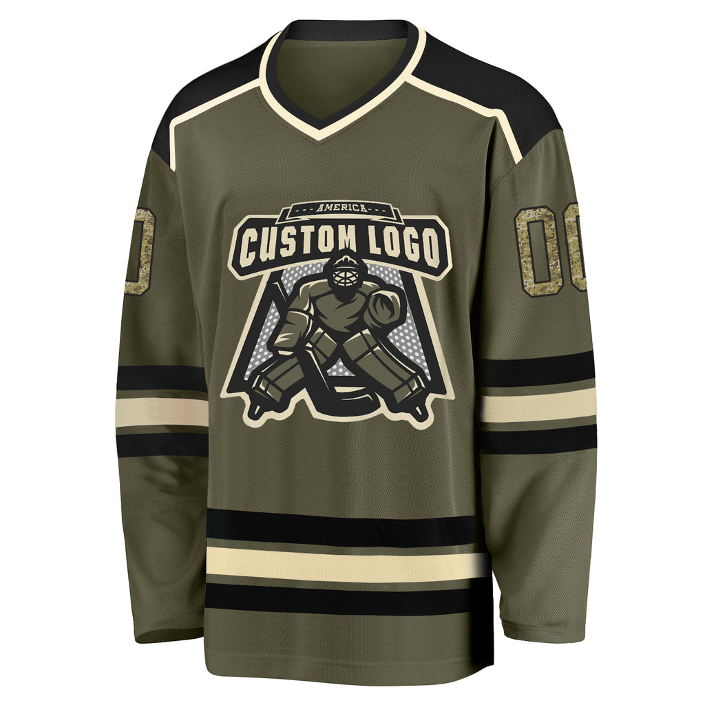 Custom Olive Camo-Black Salute to Service Authentic Baseball Jersey Youth Size:M