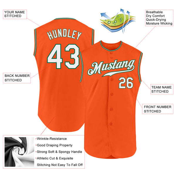 Custom Orange White-Kelly Green Authentic Sleeveless Baseball Jersey