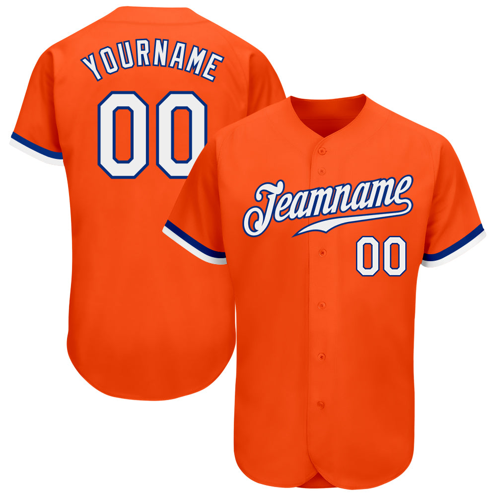 Custom Orange White-Royal Authentic Baseball Jersey