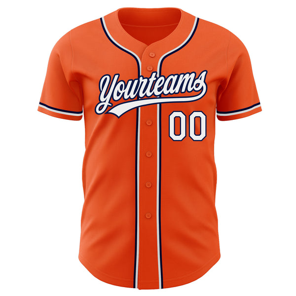 Custom Orange White-Navy Authentic Baseball Jersey