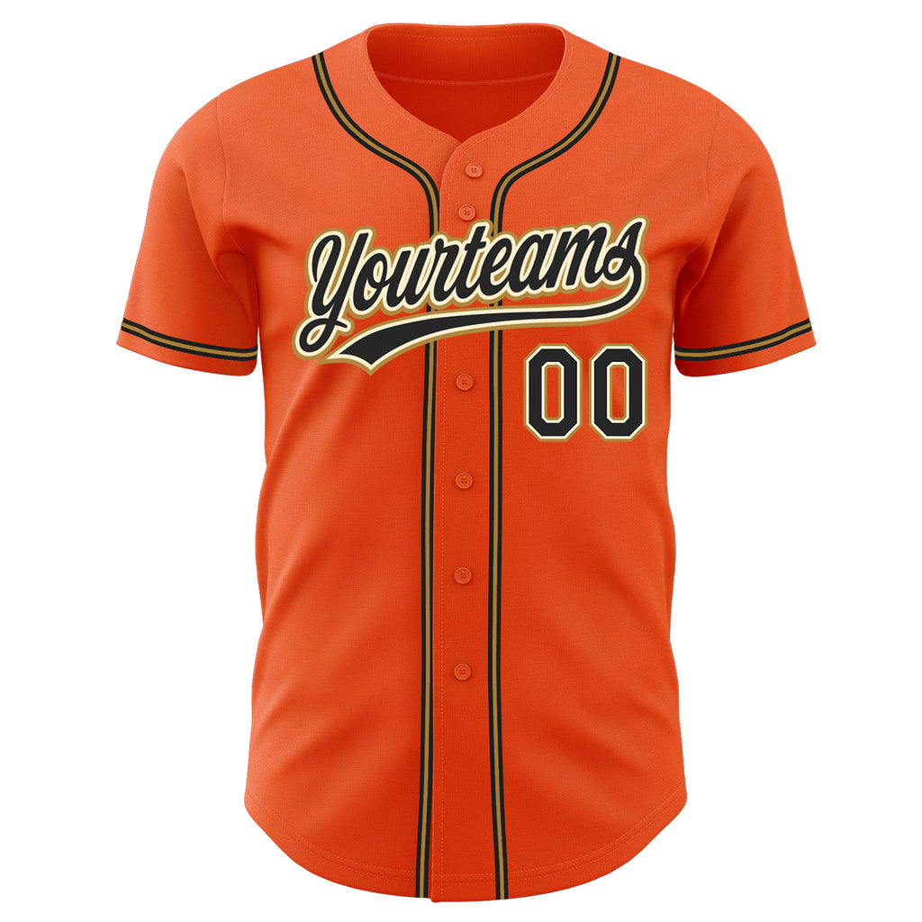 Custom Cream Black Orange-Old Gold Authentic Baseball Jersey