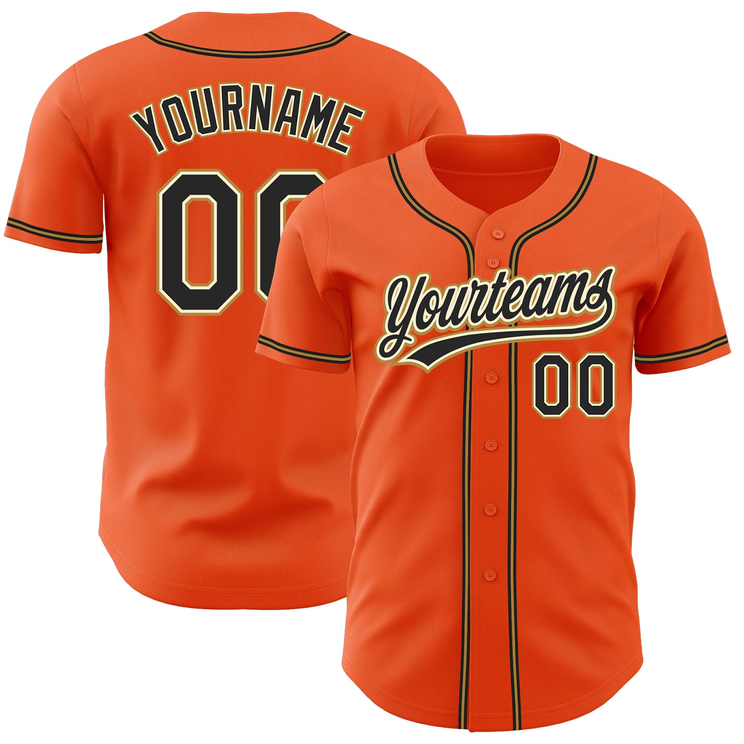 Custom Cream Black Orange-Old Gold Authentic Baseball Jersey