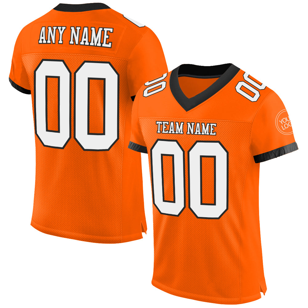 FIITG Custom Football Jersey Black Orange-White Mesh Authentic